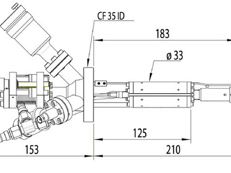 Technical Drawing of the EFM 3 E-Beam Evaporator  | © Scienta Omicron