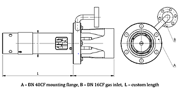 Ion Source Technical Drawing  | © Scienta Omicron 